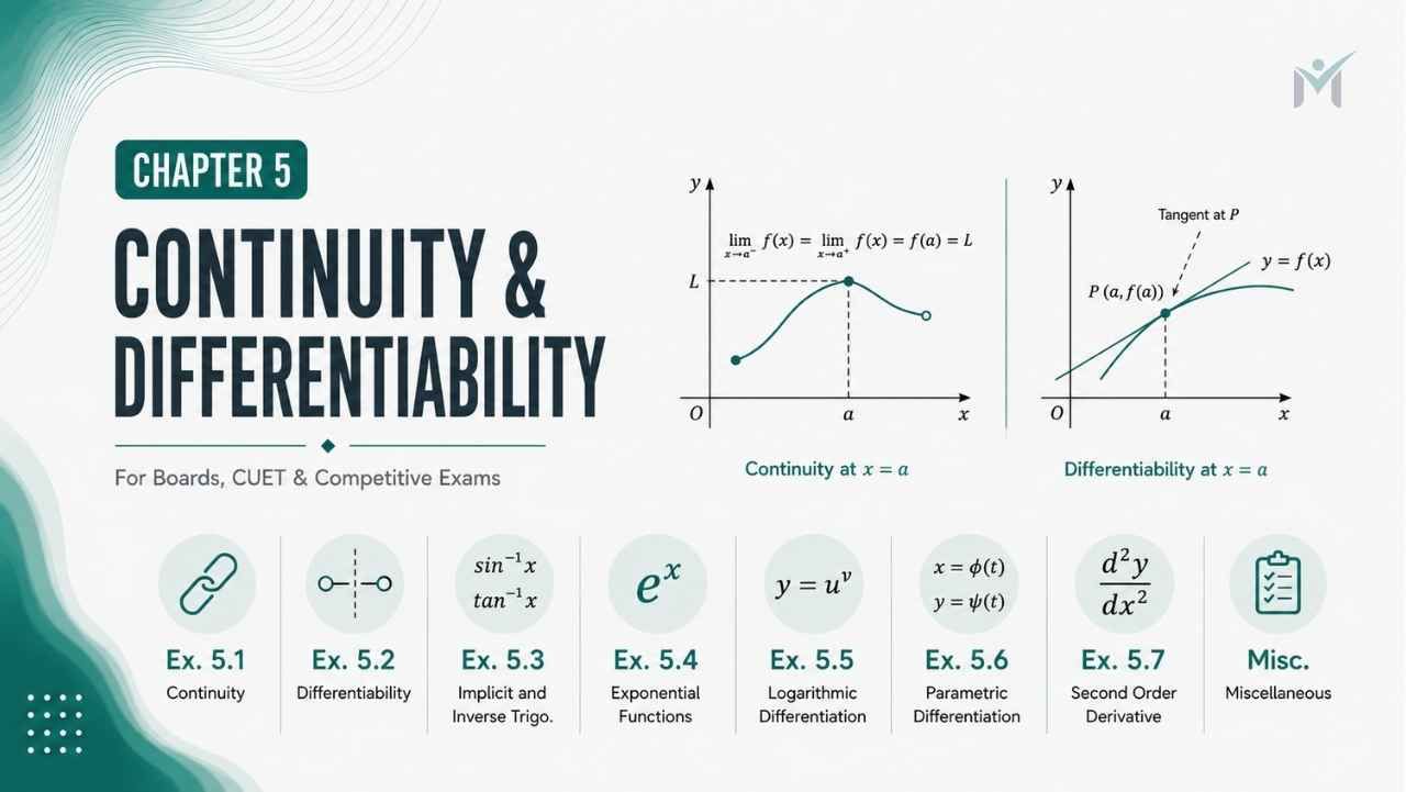 Continuity and Differentiability chapter banner showing continuity and differentiability graphs